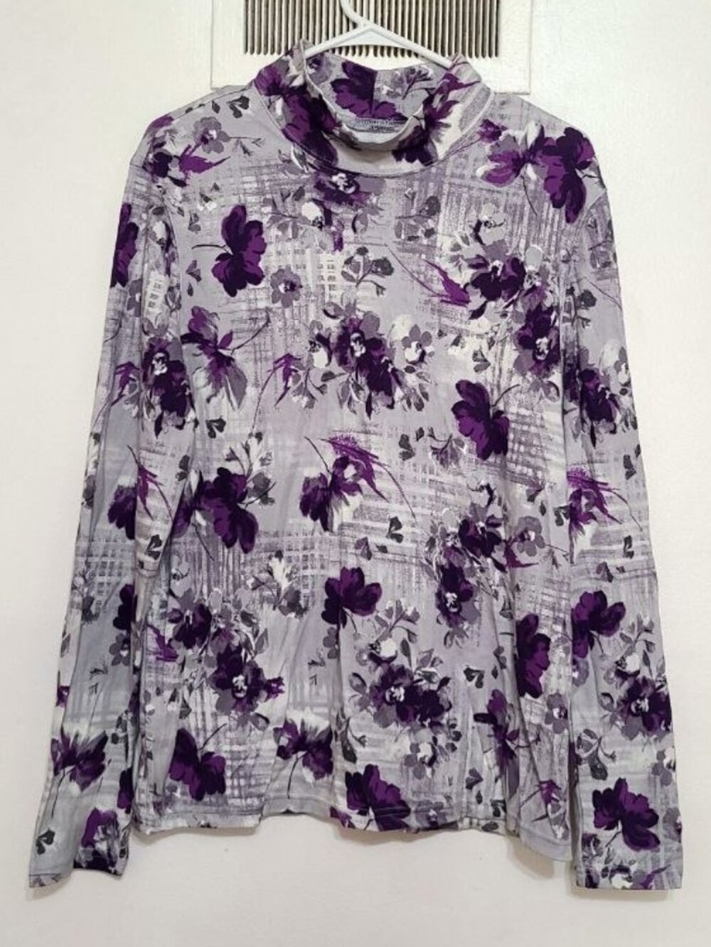 Purple Floral Turtleneck
